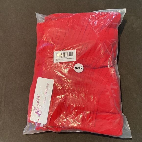 Women’s Full Length Red Chiffon Prom Party Dress Sweetheart Neckline Size 6 NWT - Picture 11 of 11